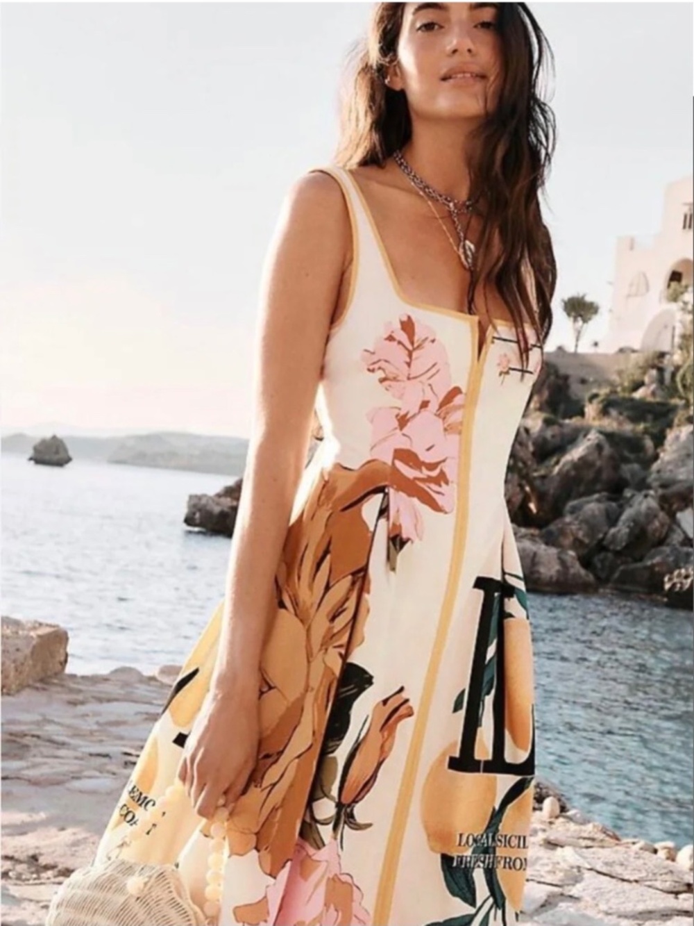 🍋 Anthropologie Maeve Arlette Sicilian Lemon Midi Dress HTF, rare